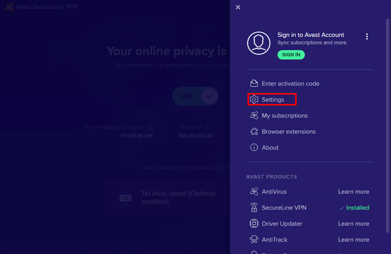 what is avast secureline vpn 1.0.11 for